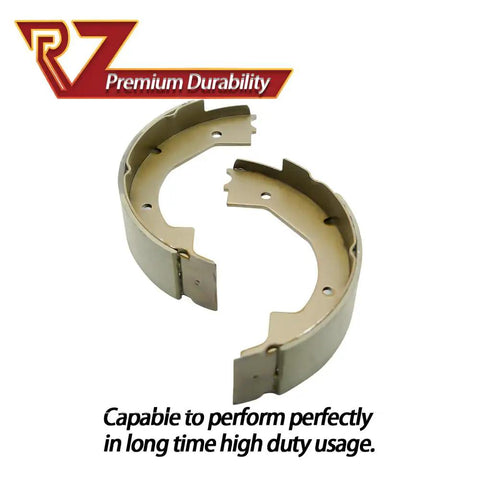 Electric Trailer Brake Shoes Replacement Kit 12 Inch By 2 Inch For 5200 Lb 6000 Lb 7000 Lb Trailers 5 Hole Brake Assembly With Springs And Pins Dexter Type Hub Accessories EZ Install Premium Durable Components For Long Lasting Safe Braking On Your Trailer shown with two brake shoes.