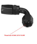 6AN 90 Degree Swivel Hose End Fittings for CPE Fuel Hose with 9/16-18 UNF Threads, Made From 6061-T6 Aluminum, Handles Up To 1500 PSI, Wide Temperature Range -65F To 252F, Compatible With Nylon Braided Lines, Two Pack for Quick Upgrades, black 90-degree fitting with 9/16-18 UNF threads