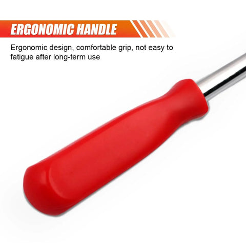 Close-up of ergonomic handle from Pro Grade Oil Seal Disassembly Wrench Puller With Dual Hook Tips For Cars, SUVs, Light Trucks.