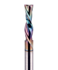 SpeTool 1/4 in shank downcut spiral router bit with rainbow coating; 1/4 in diameter, 1 in cutting length.