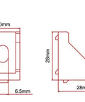 20 Piece 2020 Series Aluminum Corner Brackets Set With M5 Screws Nuts And Allen Key 2 Hole Right Angle Brackets Black Finish For 6mm Slot Aluminum Extrusion Heavy Duty 28x28x20mm Hardware Kit, 28x28x20mm diagram
