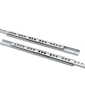 Full Extension Drawer Slides 1 Pair 8 To 16 Inch 17mm Wide Two Section Steel Cabinet Rails close view on white background