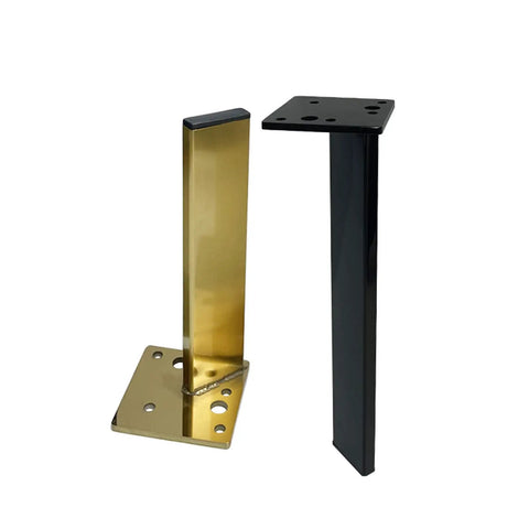 Tough As Nails 4 Pack Stainless Steel Furniture Legs Rock Solid Table Risers For TV Stand Ottoman Cabinet DIY Replacement Metal Feet With Rubber Pads 60 Cm 23.6 Inch black and gold metal table legs side view