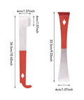 Beekeeping Hive Tools Set Pro Grade With Stainless Steel J Hook And L Hook frame lifter scraper, dimensions shown, side view.