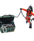 Live Action Undersea Treasure Chest Aquarium Ornament With Diver Air Bubbler For Aerating Your Fish Tank Durable Orange Resin Decoration