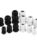 One Stop 45 Pack Cable Gland Kit Waterproof Plastic Glands Adjustable 3 To 15mm Includes PG7 PG9 PG11 PG13.5 PG16 PG19 of various sizes