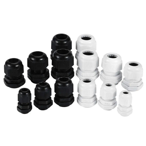 One Stop 45 Pack Cable Gland Kit Waterproof Plastic Glands Adjustable 3 To 15mm Includes PG7 PG9 PG11 PG13.5 PG16 PG19 of various sizes