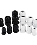 Cable Gland Kit 45 Pack Heavy Duty Waterproof Nylon Cable Glands And Joints For 3 To 15mm Cables with various PG sizes.