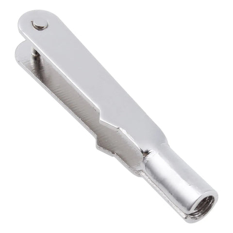 Close-up of Beefy Steel Quick Link Clevis Replacement Parts For RC Airplane 10 Pack M3 Size Durable Upgrade, silver detail view