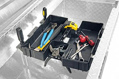 Heavy-Duty Plastic Tool Box Tray For Standard Crossover Tool Boxes Keeps Small Parts Tight And Organized 18 x 15.5 Inches Sold Individually Sliding Tray Accessory with tools