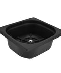 Heavy-Hitter Square Glass Rinser And Sink Sprayer, Solid Stainless Steel Auto Cup Washer With Multi-Angle Quick Cleaning Rig For Bars Restaurants And Coffee Shops, Sleek Matte Black Flex - top view of black rinser basin.