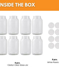 1 Gallon Glass Jars Set With White Lids Eight Pack Wide Mouth Fermentation And Storage Jars Food Grade Glass