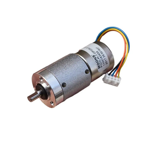 Twenty Two Millimeter Planetary Gear Motor Stepper Motor With All Metal Gearbox showing wires and metal casing