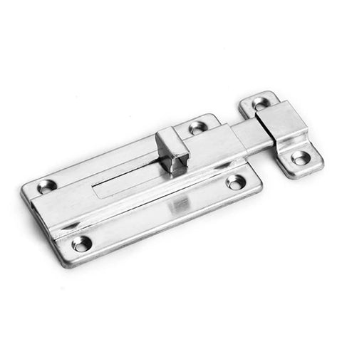 Slide Bolt, Thickened Metal Sliding Bolt for, 2 INCH in stainless steel finish, showing locking mechanism and plates.