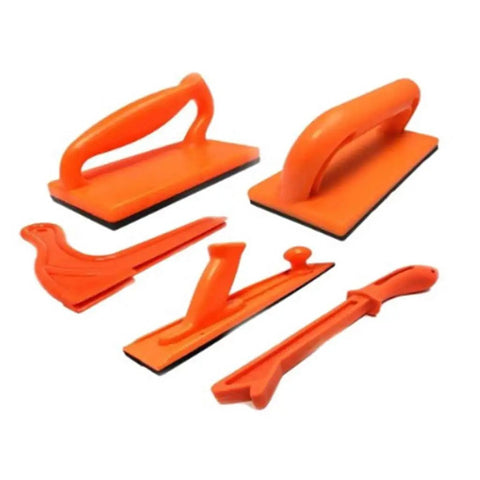 Orange Table Push Block And Push Stick For Routers, Jointers, And Table Woodworking Tools, Safe Push Handle Set Displayed