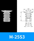 M-25S3 rubber suction cup for pneumatic handling, height 24mm, diameter 25mm, designed for automation and gripping tasks.