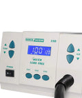 Front view of 861DW 1000W Hot Air Rework Station with digital display showing temperature, featuring control buttons and power switch.