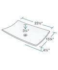 Diagram of White Porcelain Vessel Sink With Vitreous China Finish, Contemporary Low Profile Bathroom Basin For Vanity dimensions.