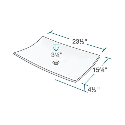 Diagram of White Porcelain Vessel Sink With Vitreous China Finish, Contemporary Low Profile Bathroom Basin For Vanity dimensions.