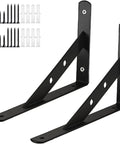 Heavy Duty Triangle Corner Brackets Built Tough For Floating Shelves And Scaffold Boards Rock Solid Right Angle Wall Mounts. Pack of two black steel brackets with screws included.