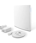 2 Smart Home Hub With Voice Control Works With Alexa And Google Assistant Lets You Control Cameras Doorbells Lighting Locks And Thermostats All From One Simple Easy To Use Center White, shown with power adapter and cable.