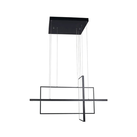 Dope Black Acrylic LED Pendant Lights For Kitchen Island With Remote Dimmer Dimmable Nature White To Warm White High Lumen Ceiling Hanging Light Fixture For Dining Room And Living Room 33x14.9x59 Inches featuring modern geometric design