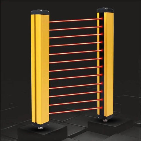 Infrared Safety Light Curtain Sensor System With 12 Beams 40mm Pitch And 525mm Sensing Height Includes Mounting Kit And Cables Pro Grade Fast Response And Anti Interference For Machine Safety