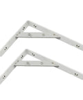Badass Rock Solid Stainless Steel Shelf Brackets Heavy Duty Corner Braces for Floating Shelves, brushed finish pair.