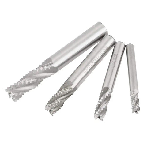 Roughing End Mills Set Of 4 High Speed Steel Milling Cutters For CNC Router Bits With Four Flutes Ideal For Slot Milling Hole Cutting Finishing