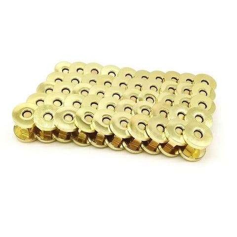 Hella Secure 50 Pack Silver Tone Magnet Closures Replace Velcro On Handbags Jackets Totes Craft Projects No Sweat Prong Install set of gold-tone magnet fasteners.