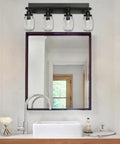 Industrial Mason Jar Vanity Light Wall Sconce In Black Finish, Three Light Bathroom Fixture For Modern Powder Room