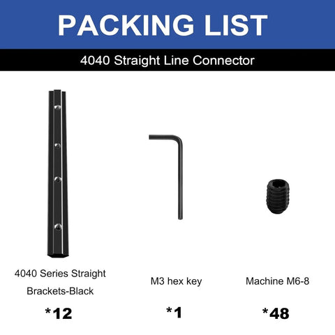 12 Pack 4040 Straight Connector Corner Brackets Joint Plates With Screws And Wrench For Aluminum Extrusion