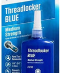 Blue Thread Locker Medium Strength 1.22 Oz Bottle That Locks Bolts From Vibration And Keeps Them From Loosening Shields Threads From Corrosion Easy Disassembly For Maintenance 36 Ml in retail packaging