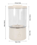 Portable Mini Washing Machine 1.6L Rechargeable Cordless Foldable Design dimensions and clear tank view for dorm use.