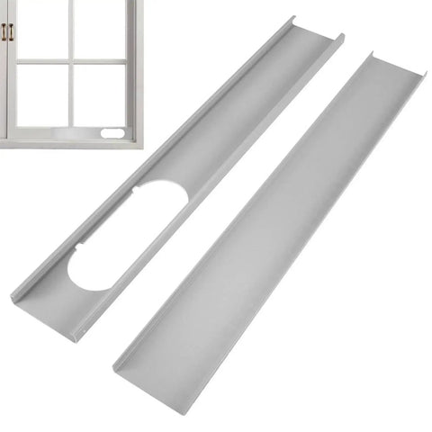 Two Piece Window Plate Assembly For Sliding Windows, Well Insulated Air Barrier, Versatile AC Window Plate Components For Homeowners, Ready For Quick Install, Durable Metal Finish, white aluminum alloy panels