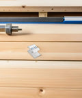 Tough as Nails Pipe Clamp Set for 19mm and 22mm Tubes with Locking Mechanism on wooden surface