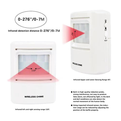 Outdoor Dog Bark Alarm With Motion Detector 1000 Foot Range Realistic Dog Bark Sounds Adjustable Volume Loud Alarm Welcome Ding Dong And Melodies Home Security Sensor For Yard Porch, white wireless chime