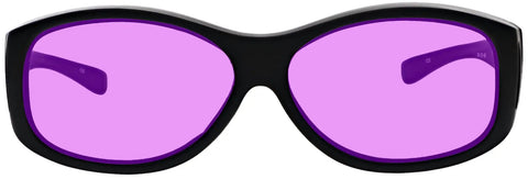 Phillips 202 Didymium Lampwork Safety Glasses With Fitover Frame And Adjustable Temples For Torch Crafters, lightweight black frame with purple lenses