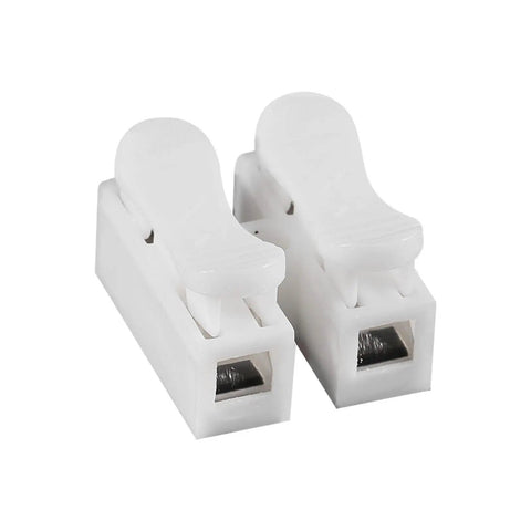 White 100 Pack CH2 Spring Wire Connectors For Electrical Wiring, Quick Clamp Terminal Blocks, DIY use, 0.5-2.5mm² range.