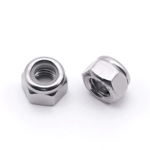 Nylon Insert Lock Nuts Ten Twenty Four UNC Coarse Thread Stainless Steel 304 Hex Insert For 3D Printers And Electronics Pack Of Fifty Locking Hardware For DIY Projects