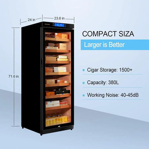 Beefy 380L Electric Cigar Humidor With Precise Temperature And Humidity Control Cedar Wood Shelves Hygrometer Cooling And Aging Cabinet