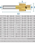 WZFC HSS counterbore end mill with silver shank and gold cutting head for metal milling, size M4.2x7.4x6x50.