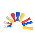 Zckhnqop 222 Piece Fully Insulated Male And Female Spade Crimp Terminals Electrical Wire Butt Connector Assorted Kit AWG 22 To 10 in red blue yellow