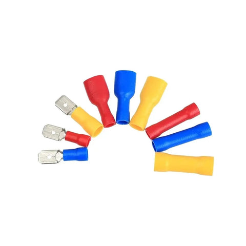 Zckhnqop 222 Piece Fully Insulated Male And Female Spade Crimp Terminals Electrical Wire Butt Connector Assorted Kit AWG 22 To 10 in red blue yellow