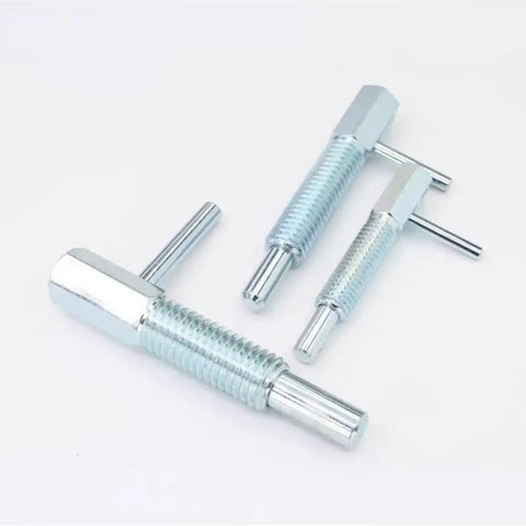 Three Heavy Duty Retractable Indexing Plunger Pins M10 Stainless Steel Spring Loaded Safety Latch for versatile applications.