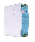 EDR-150-24 24V DIN Rail Power Supply, metal housing with green terminal blocks, front view