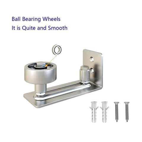 Stainless Steel Sliding Barn Door Floor Guide Wall Mounted Flush Mount Stay Roller With Bottom Adjustable Roller For Quiet Smooth Sliding 8 Installation Styles No Floor Drilling Required Easy Wall Fix Durable Hardware