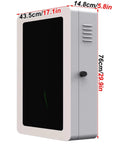 Heavy Duty Hella Weatherproof Lockable EV Charger Pedestal Enclosure Box With Secure Padlock Storage For Tesla Gen 3, white, dimensions shown