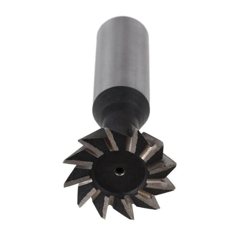 Close-up of HSS dovetail cutter end mill with 18mm diameter and 45° angle