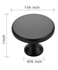 Ten Pack One And One Quarter Inch Matte Black Round Cabinet Knobs Zinc Solid Drawer Pulls For Cabinets with measurements